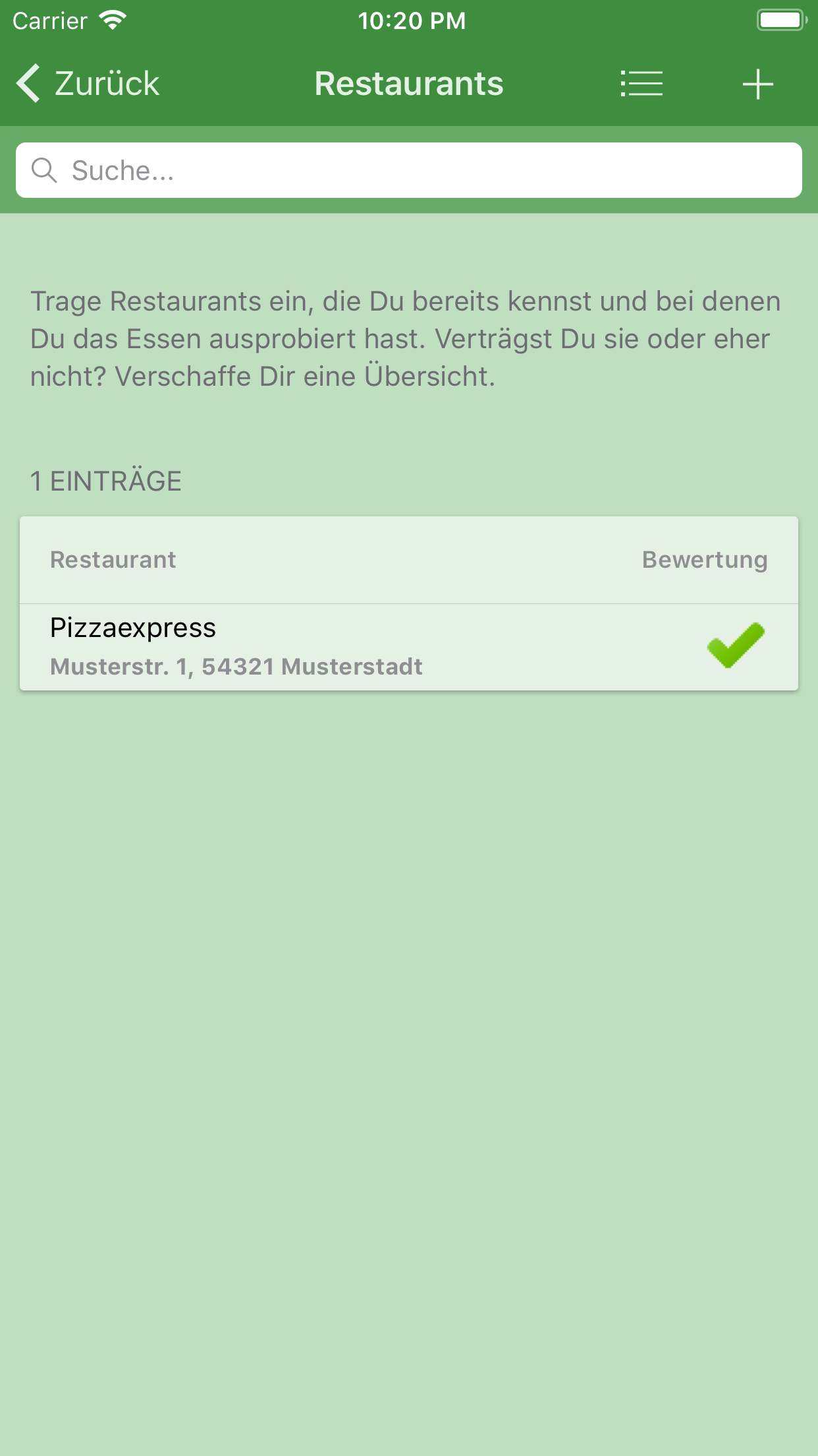 Restaurant-Übersicht